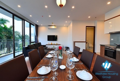 New and beautiful three bedrooms apartment for rent in Nghi Tam village, Tay Ho district, Ha Noi.